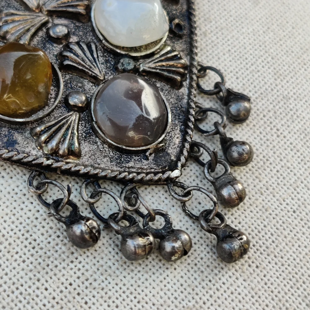 Antique tibetan silver agate necklace - Picture 7 of 13